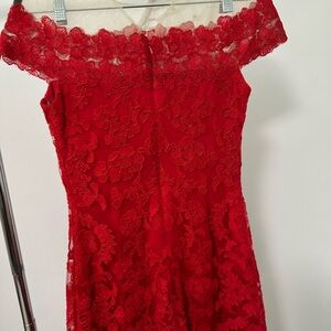 Tadashi Shoji Strapless Red Lace Dress